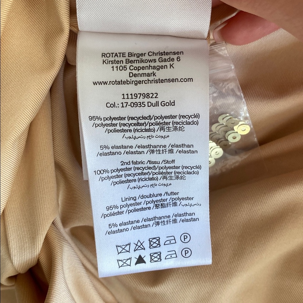 Gold Sequin Midi Dress with Puff Sleeves and High Neck - Picture 12 of 15